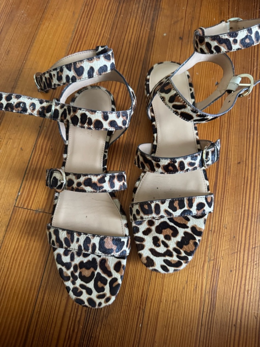 J. Crew Leopard Print Strappy Sandals - Brown/Black/Cream